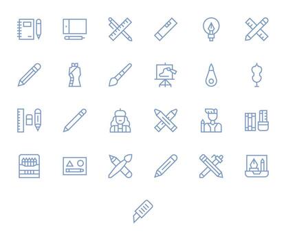 25 Regular Line Detail Enhanced Icons tailored for Sketching 256x256 interface vector