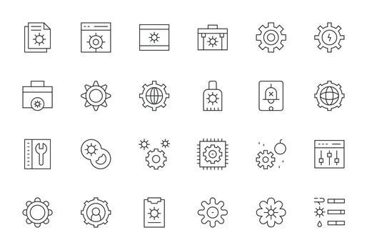 System Settings Design Icons featuring 24 Detail Enhanced Thin Line Style vector