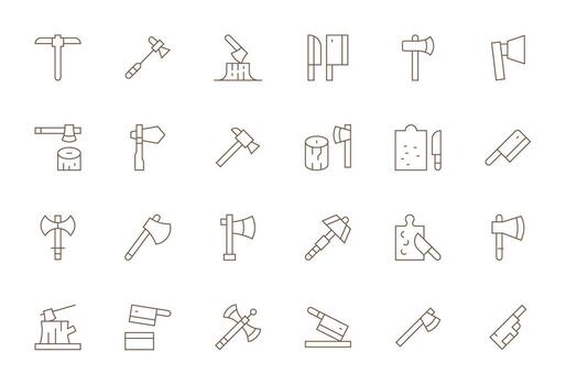 24 Delgado línea íconos desde el cortar en 128x128 monitor Perfecto calidad vector