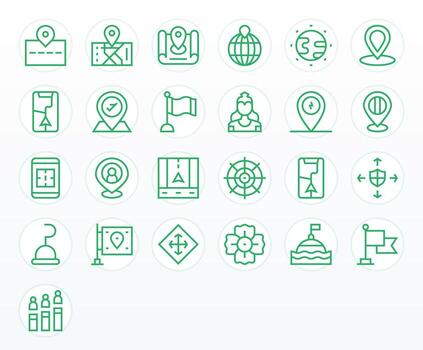 posición píxel optimizado conjunto con 25 64 x 64 regular línea íconos vector