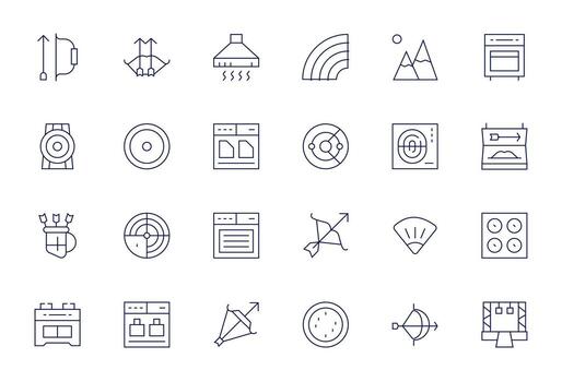 24 Delgado línea íconos para rango en crujiente alto resolución píxel alineado resolución vector