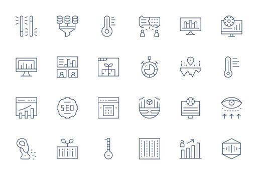 Analytics Comprehensive Bundle with 24 PIXEL Perfect Thin Line High Resolution Icons vector