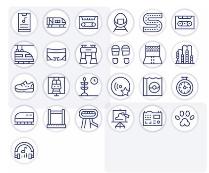 25 Regular Line Icons for Track in crisp 64x64 Display Perfect resolution vector