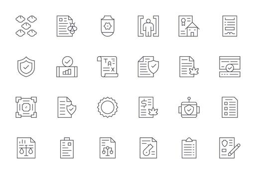 24 Display Perfect Thin Line Icons designed for Compliance Interface vector