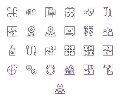 25 Regular Line Pixel Aligned Vectors for Join Theme