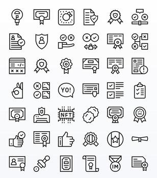 42 High Resolution Regular Line Icons for Validation with Detail Enhanced precision vector