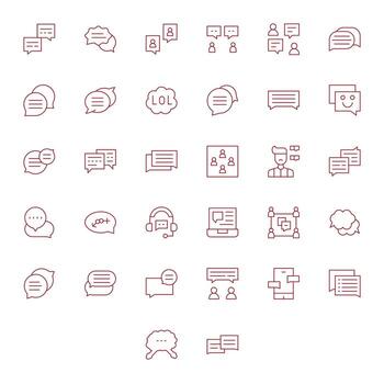 32 256x256 Pixel Optimized Icons for Online Chat in Thin Line Theme vector