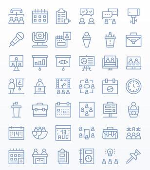Meeting Comprehensive Bundle with 42 Display Perfect Regular Line High Resolution Icons vector