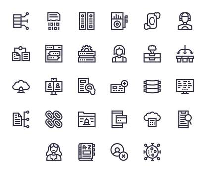 28 256x256 Bold Line Icons optimized for Database Pixel Aligned display vector
