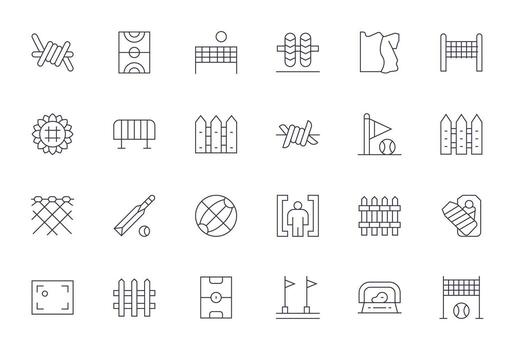 Boundary Icon Set with 24 Thin Line Retina Ready Pixel Optimized Graphics vector