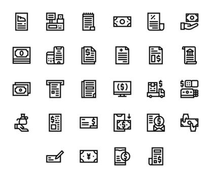 28 Bold Line Icons designed for Bill in 128x128 Display Perfect format vector