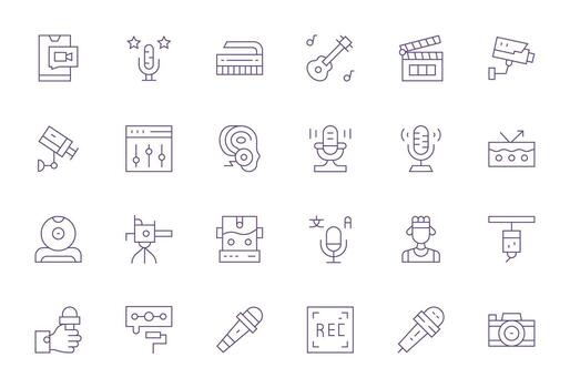 24 monitor Perfecto alto resolución íconos para grabación en elegante Delgado línea diseño vector