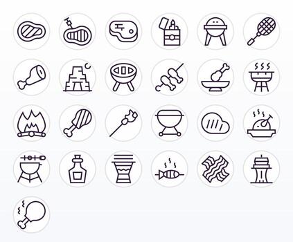 Bbq Comprehensive Bundle with 25 Display Perfect Regular Line High Resolution Icons vector