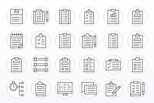 Task List Modern Collection with 24 Thin Line 64x64 Grid Fitted Icons vector