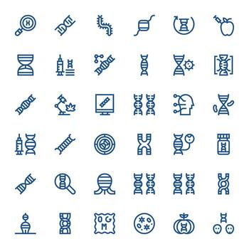 36 64x64 Bold Line Icons optimized for Biotechnology Pixel Aligned display vector