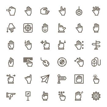 Pointer 128x128 Icon Pack with 36 Bold Line Pixel Aligned Elements vector