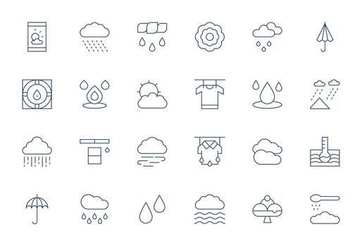 Humidity Icon Toolkit featuring 24 Editable 256x256 Thin Line elements vector