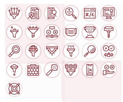 25 regular línea detalle mejorado íconos hecho a mano para filtración 128x128 aplicaciones vector