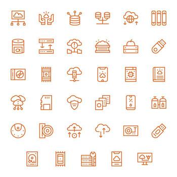 35 regular línea detalle mejorado íconos hecho a mano para apoyo alto resolución aplicaciones vector