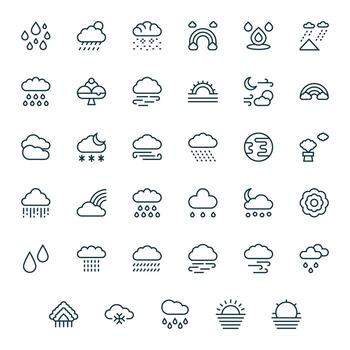 atmósfera visual paquete conteniendo 35 regular línea píxel optimizado íconos vector