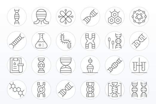 Biochemistry Icon Toolkit featuring 24 PIXEL Perfect 128x128 Thin Line elements vector