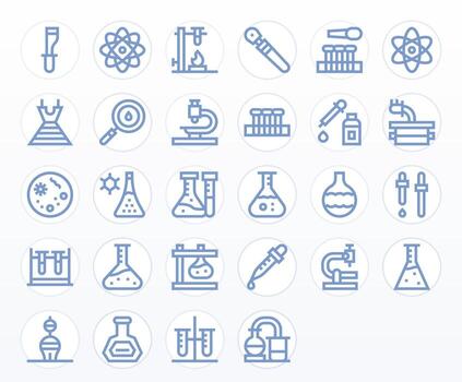 28 Grid Fitted Bold Line Icons designed for Research Lab Interface vector