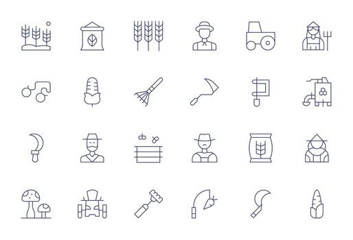 Harvesting Icon Repository containing 24 Thin Line 256x256 Pixel Optimized graphics vector