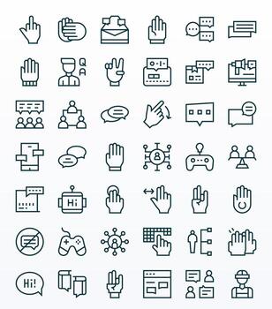 Interaction Icon Set with 42 Regular Line 256x256 Grid Fitted Graphics vector
