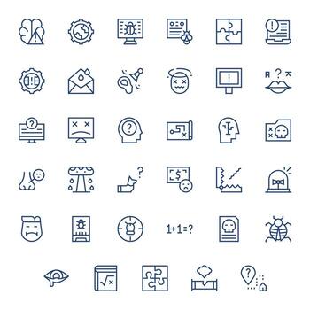 Problem Modern Collection with 35 Regular Line 256x256 Pixel Optimized Icons vector