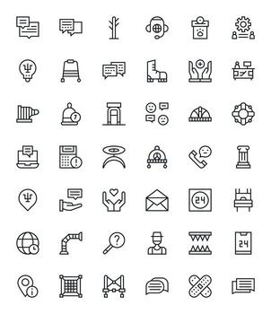 42 Pixel Optimized High Resolution Icons for Support in elegant Regular Line design vector