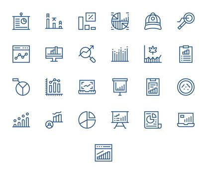 Trend Graphics Pack including 25 Regular Line High Resolution Display Perfect Icons vector