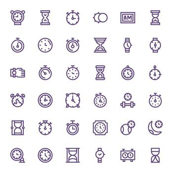 Chronometer Icon Library with 36 Bold Line 128x128 Pixel Optimized Designs vector