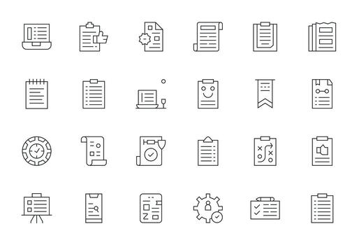 Lista de Verificación 128x128 icono paquete con 24 Delgado línea editable elementos vector