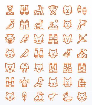 42 Regular Line Editable High Resolution Icons from Wildlife Suite vector