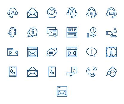 25 Regular Line Display Perfect Icons crafted for Contact Us High Resolution applications vector