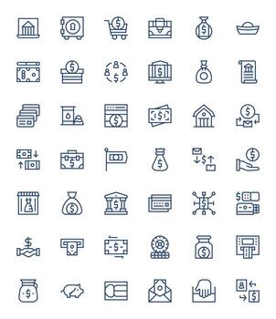 42 Regular Line Pixel Aligned Icons for Deposit Graphics vector