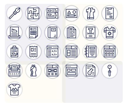 Template Graphics Pack including 25 Regular Line 256x256 Display Perfect Icons vector