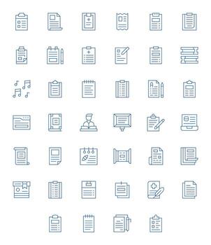 Notes Icon Set with 40 Thin Line 256x256 Editable Graphics vector