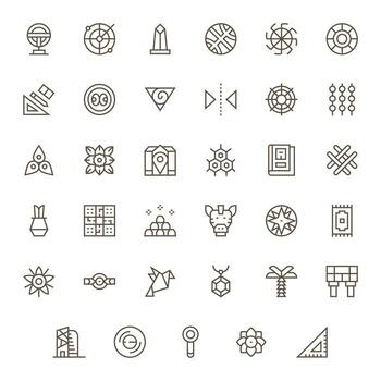 35 PIXEL Perfect High Resolution Icons for Geometric in elegant Regular Line design vector