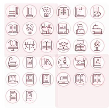 Study Graphics Pack including 32 Thin Line 256x256 Editable Icons vector