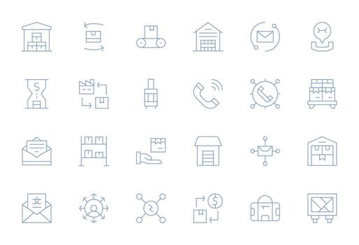 24 64x64 Icons for Inbound in Pixel Optimized Thin Line Format vector