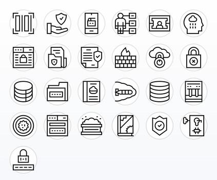25 regular línea íconos diseñado para datos seguridad en 256x256 detalle mejorado formato vector