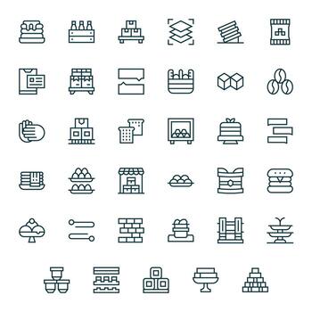 35 64x64 Pixel Optimized Icons for Stacked in Regular Line Theme vector