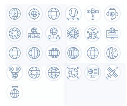 25 Regular Line Icons designed for Global Communication in Retina Ready Grid Fitted format vector