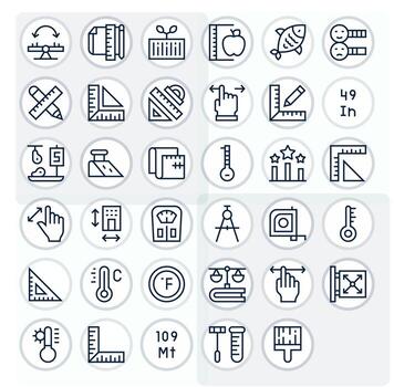 35 Grid Fitted Regular Line Icons from Scale Collection vector