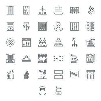 Thin Line Style Levels Icons with 32 High Resolution Grid Fitted Designs vector