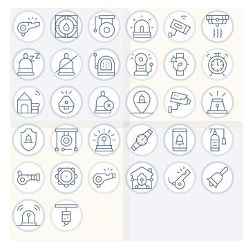 Thin Line Editable Icons from Alarm Set with 32 64x64 Icons vector