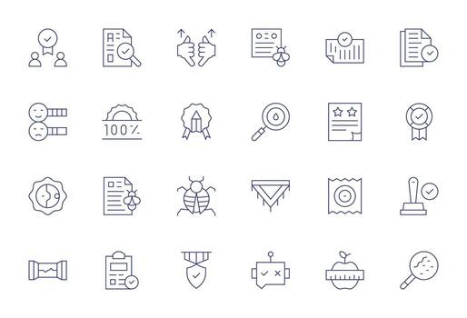 24 Icons for Quality Control optimized in Pixel Optimized Retina Ready Thin Line resolution vector