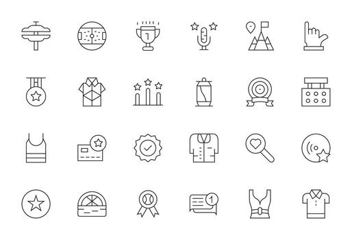 24 Pixel Optimized Icons themed around Top in High Resolution Thin Line format vector
