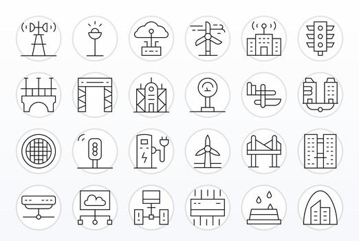24 Thin Line Editable Icons crafted for Infrastructure 128x128 applications vector